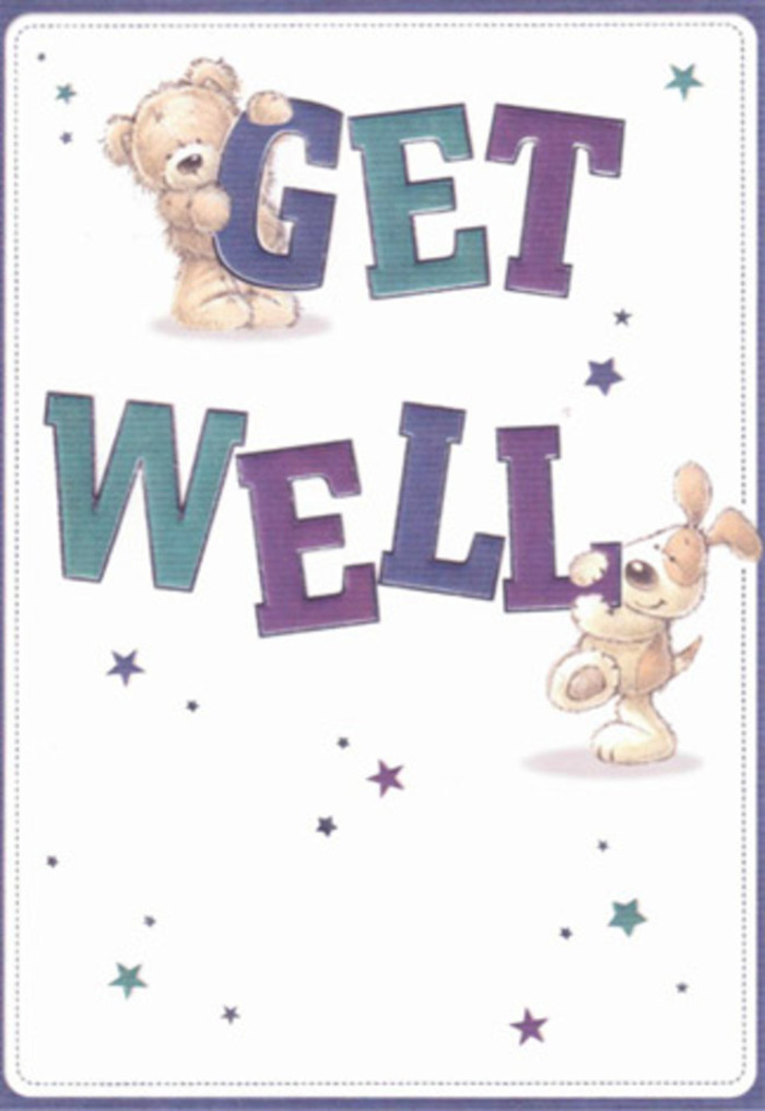 This whimsical get well card illustration feels like a gentle wisp of Plaistow's community spirit, touching anyone in need of comfort. A cuddly bear with velvety, caramel fur and a soulful, floppy-eared pup share the limelight, each supporting oversized, expressive letters shaded in deep violets and teal blues-colours reminiscent of evening skies over Memorial Park. Dancing around them are sparkling stars, suggestive of hopeful wishes cast and caught in Plaistow's breezes. There's a sense of soft texture woven into the card: one can almost feel the bear's plush warmth and the puppy's satiny ears, as if conjured straight from childhood memory. The bright white background offers a sense of clarity and pure intention, much like the fresh cut lilies and gentle greenery I select for recuperative bouquets at Florist Plaistow. Together, the characters and their playful arrangement turn a simple phrase into a heartfelt celebration, echoing the neighbourhood's kindness. This card, when delivered alongside thoughtfully chosen flowers, assures the recipient-be it on Barking Road or Canning Town-of genuine care and the promise of brighter days ahead.